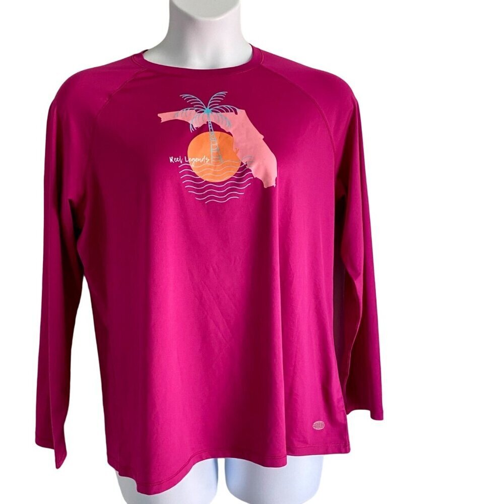 Reel Legends Reel Tec Graphic Long Sleeve Shirt Florida Theme Women's 1X NEW